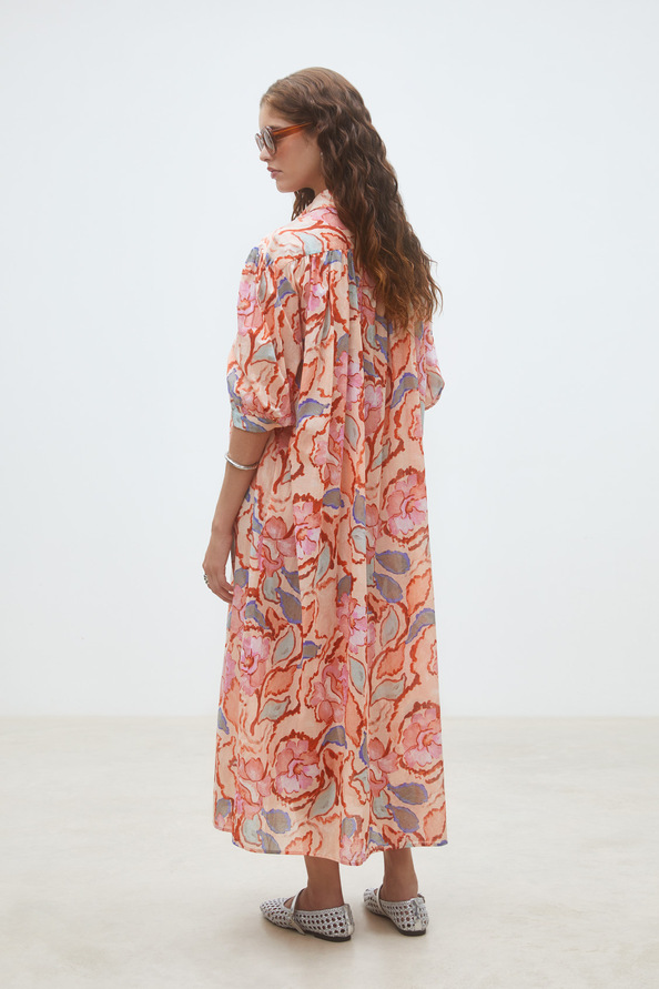 Cadix Robe chemise longue &agrave; imprim&eacute; fleuri Blush Suncoo