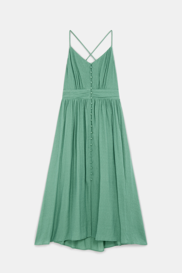 Crest Robe midi en cr&eacute;pon Vert Suncoo