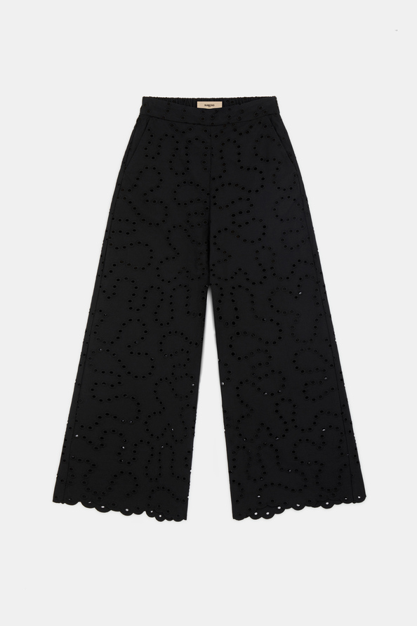 Jane Pantalon &agrave; broderies anglaises g&eacute;om&eacute;triques Noir Suncoo