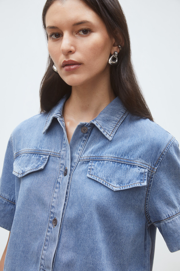 Laika Blouse asym&eacute;trique en denim Jeans clair Suncoo