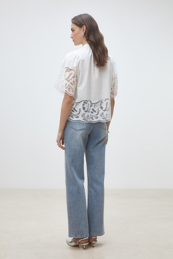 Linda Blouse en popeline Blanc casse Suncoo