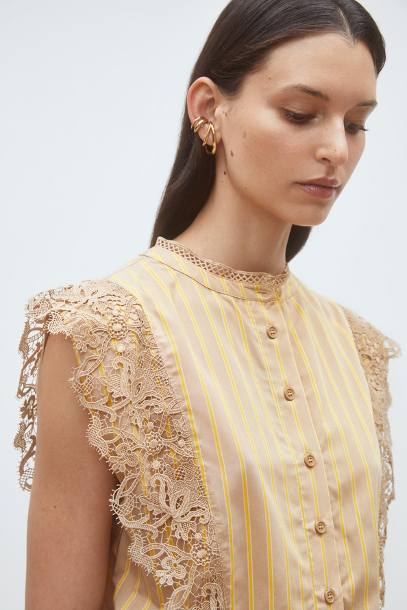 Lazur Top ray&eacute; avec guipures Camel Suncoo