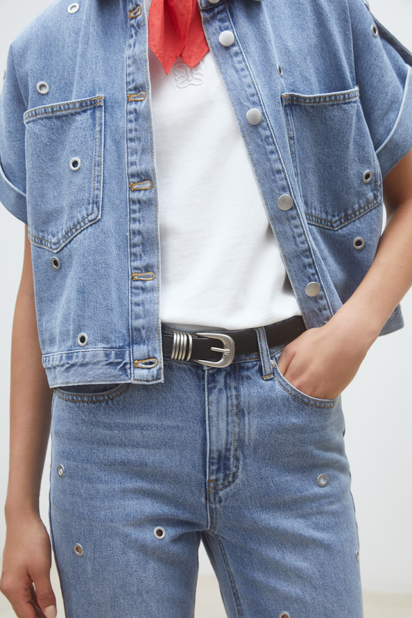 Rayan Jean droit &agrave; oeillets Jeans clair Suncoo