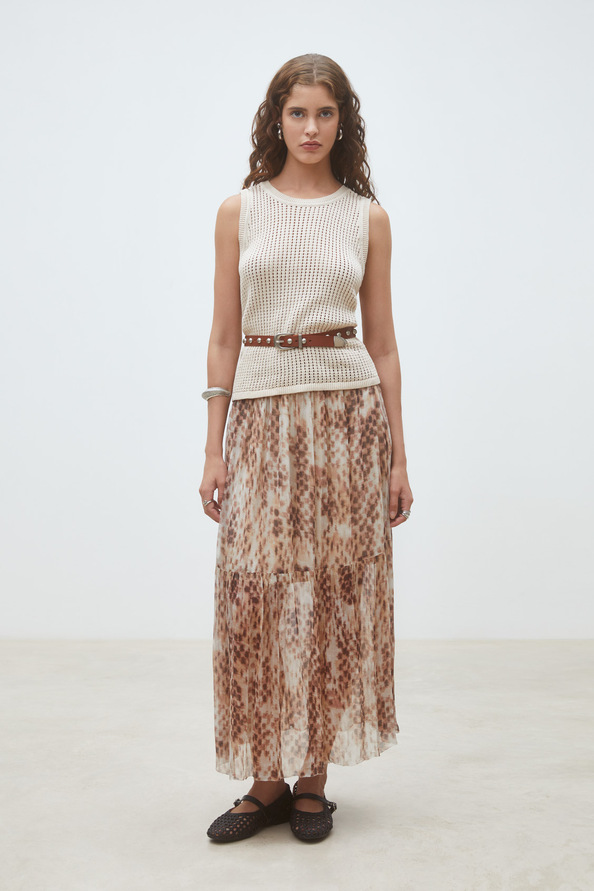 Parikia Top en maille ajour&eacute;e Beige Suncoo