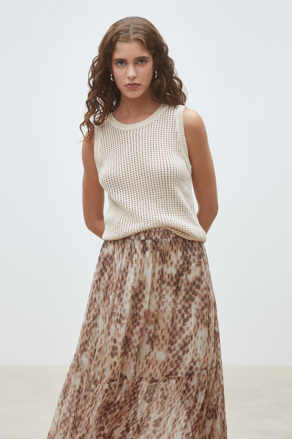 Parikia Top en maille ajour&eacute;e Beige Suncoo