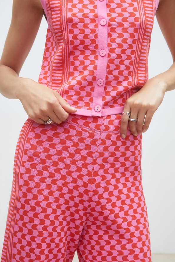 Jonas Pantalon en maille jacquard Rose Suncoo