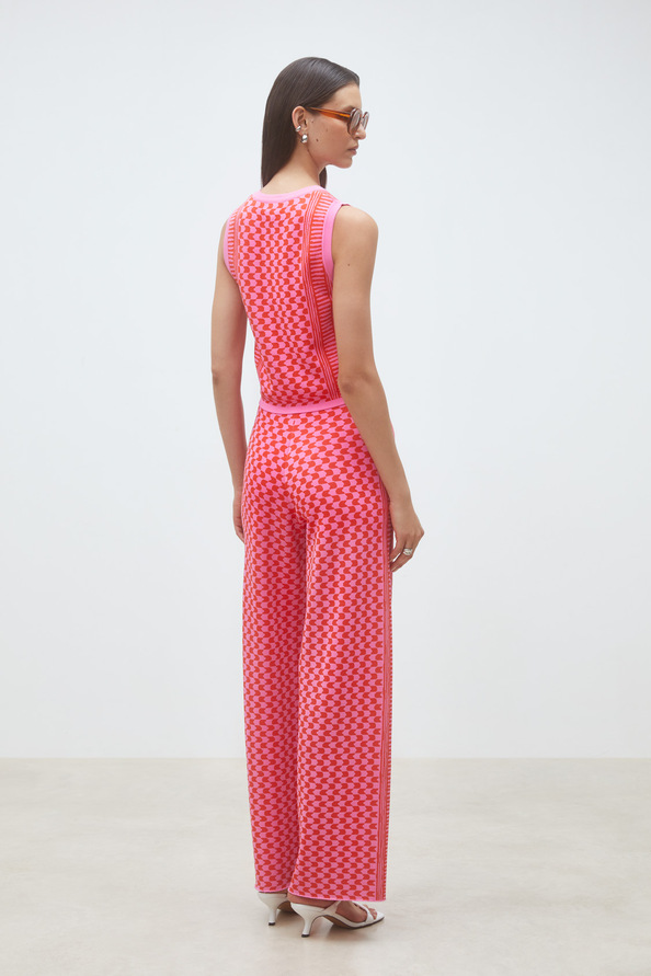 Jonas Pantalon en maille jacquard Rose Suncoo