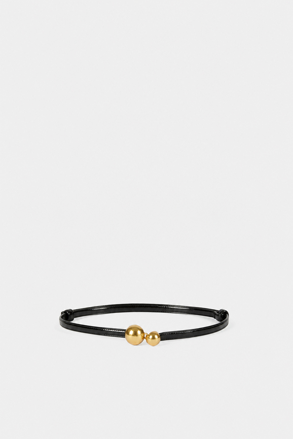 AMINI Ceinture fine en cuir noir Noir Suncoo