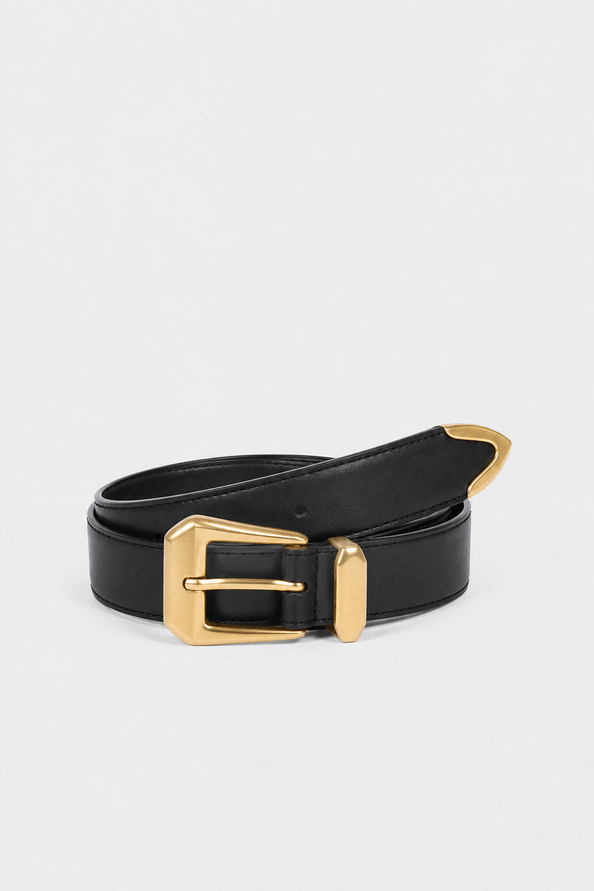 AKEA Ceinture en cuir noir Noir Suncoo
