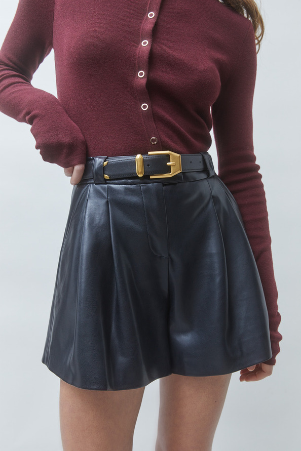 AKEA Ceinture en cuir noir Noir Suncoo