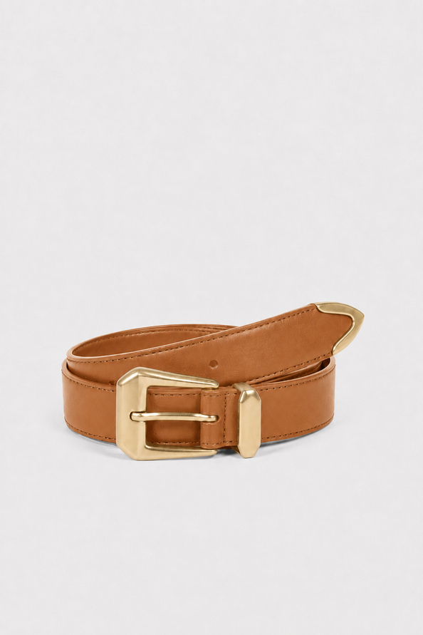 AKEA Ceinture en cuir camel Camel Suncoo