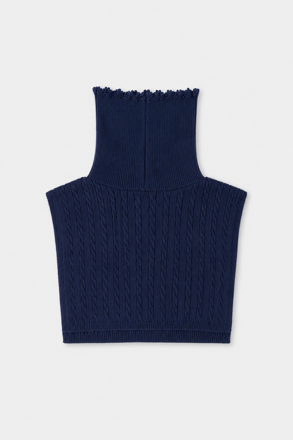AZRAL Echarpe plastron en laine bleu nuit Bleu nuit Suncoo