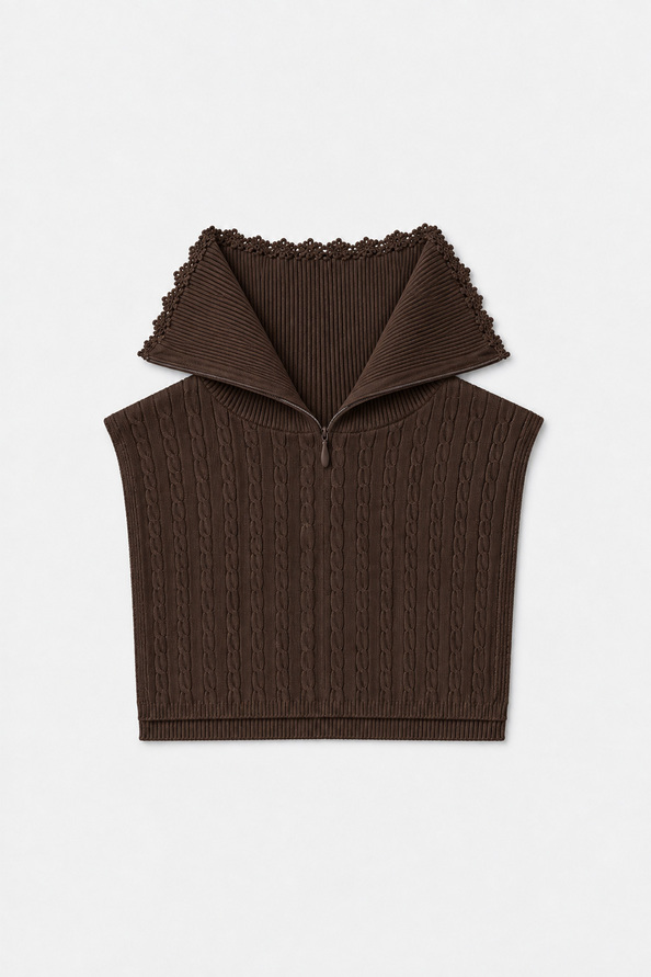 AZRAL Echarpe plastron en laine caf&eacute; Caf&eacute; Suncoo