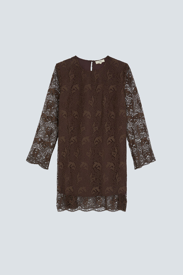 CHILL Robe courte en guipure Chocolat Suncoo