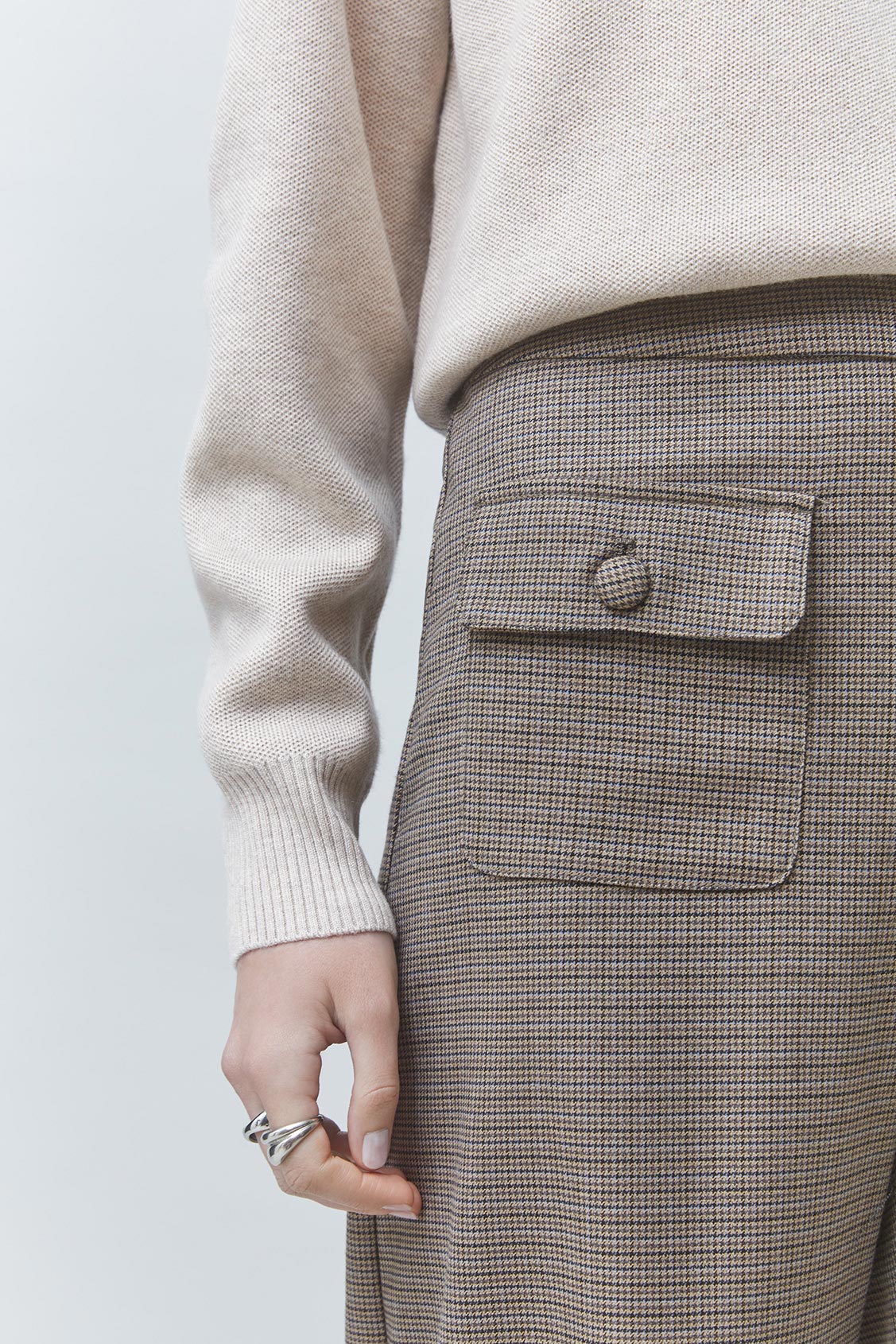 JOHN Pantalon taille haute détails poches Taupe Suncoo