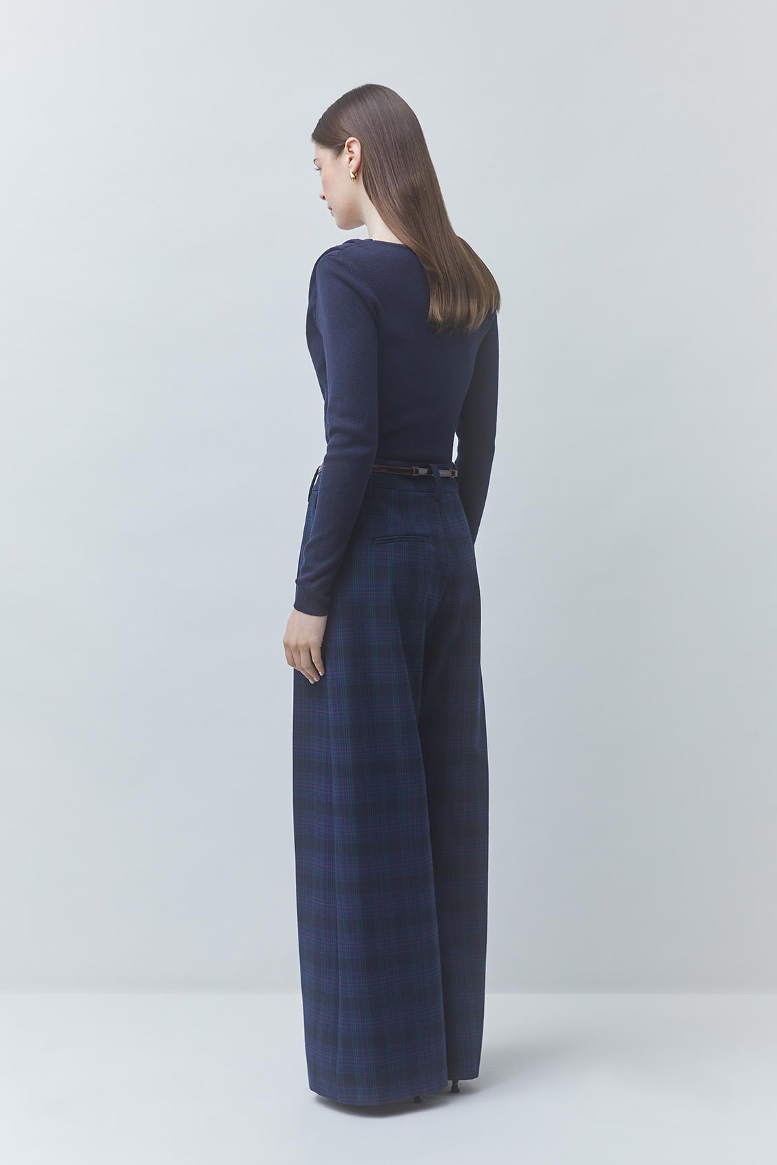 JULY Pantalon à carreaux en lainage Bleu nuit Suncoo