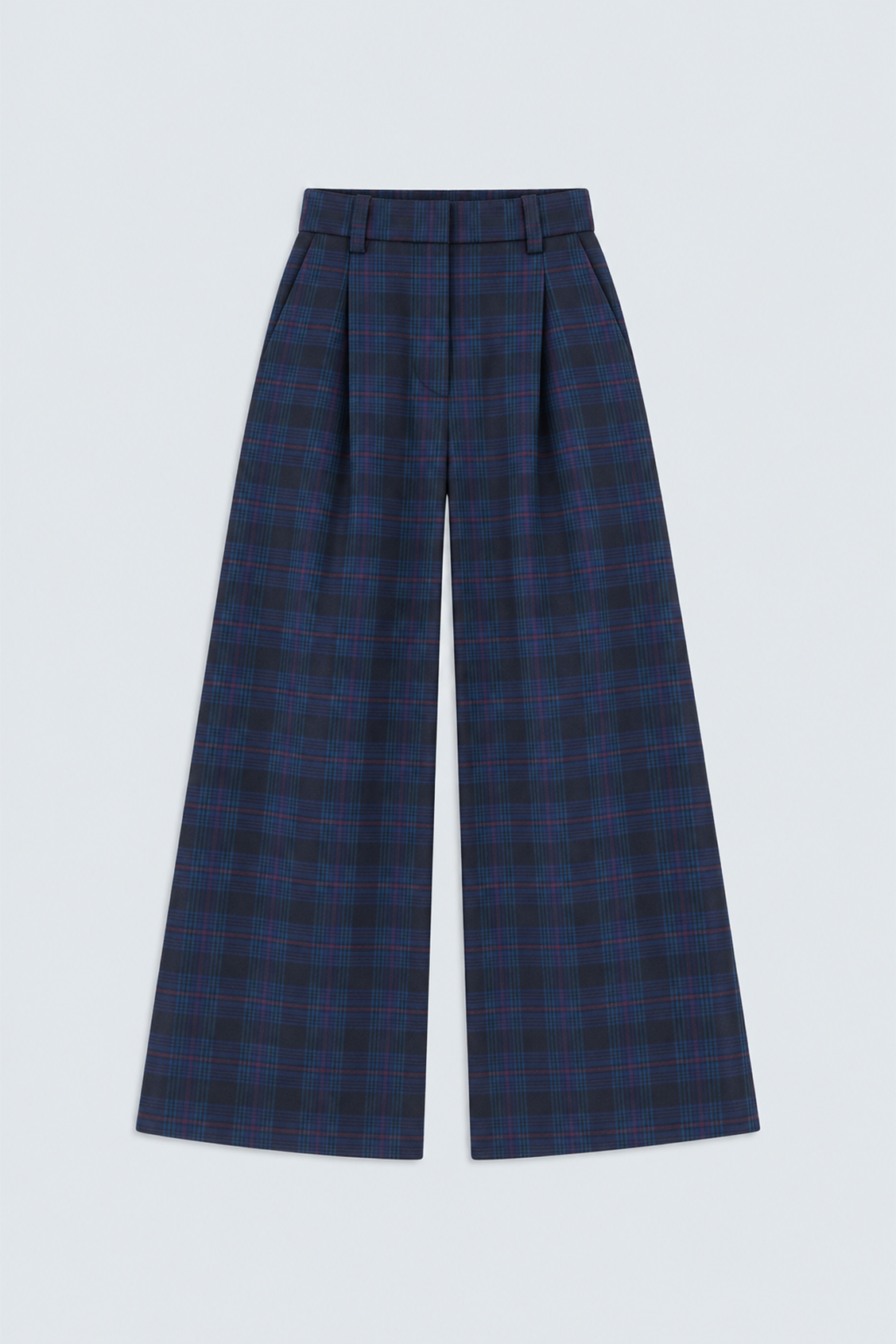 JULY Pantalon à carreaux en lainage Bleu nuit Suncoo