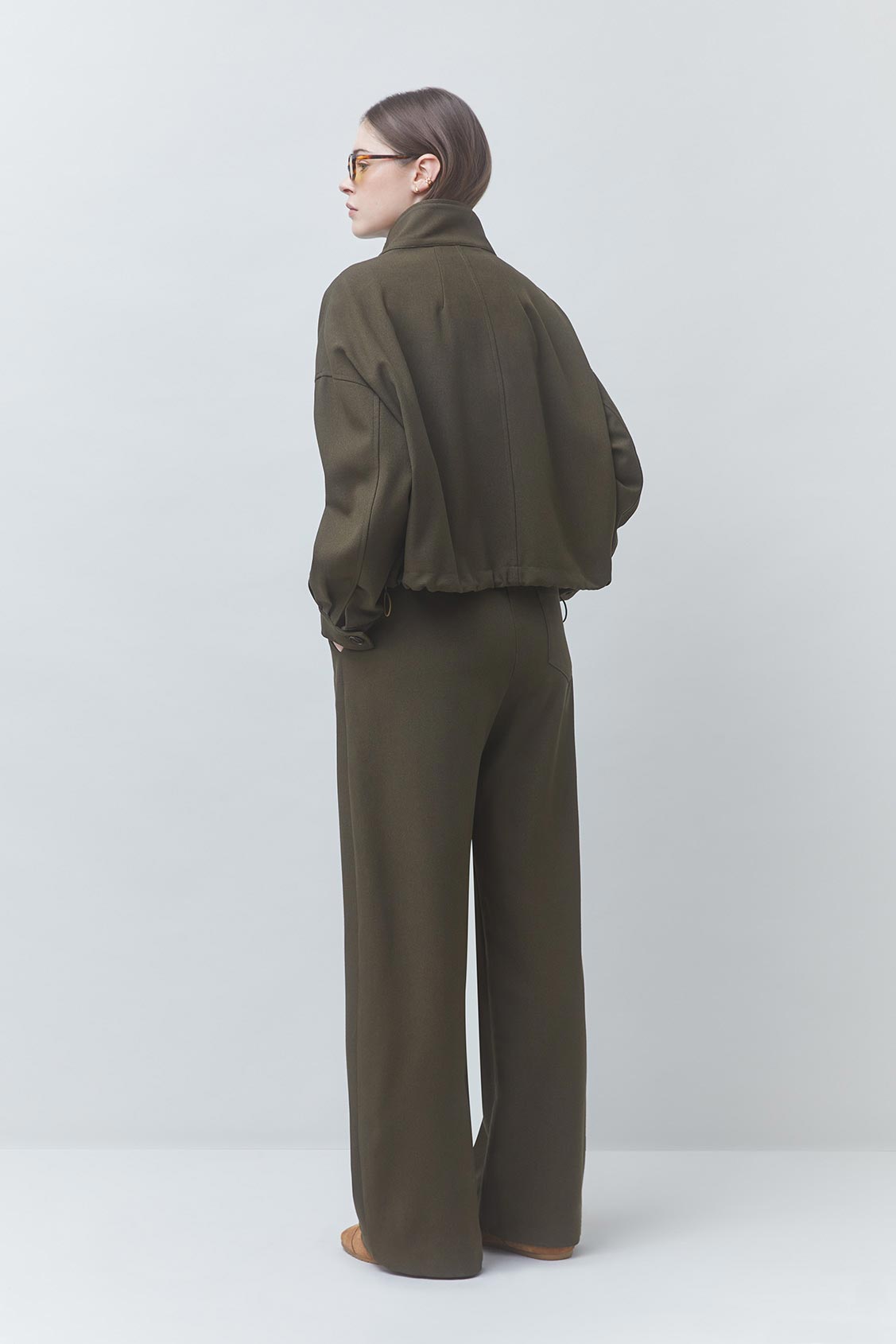 JIO Pantalon large à cordons Kaki Suncoo