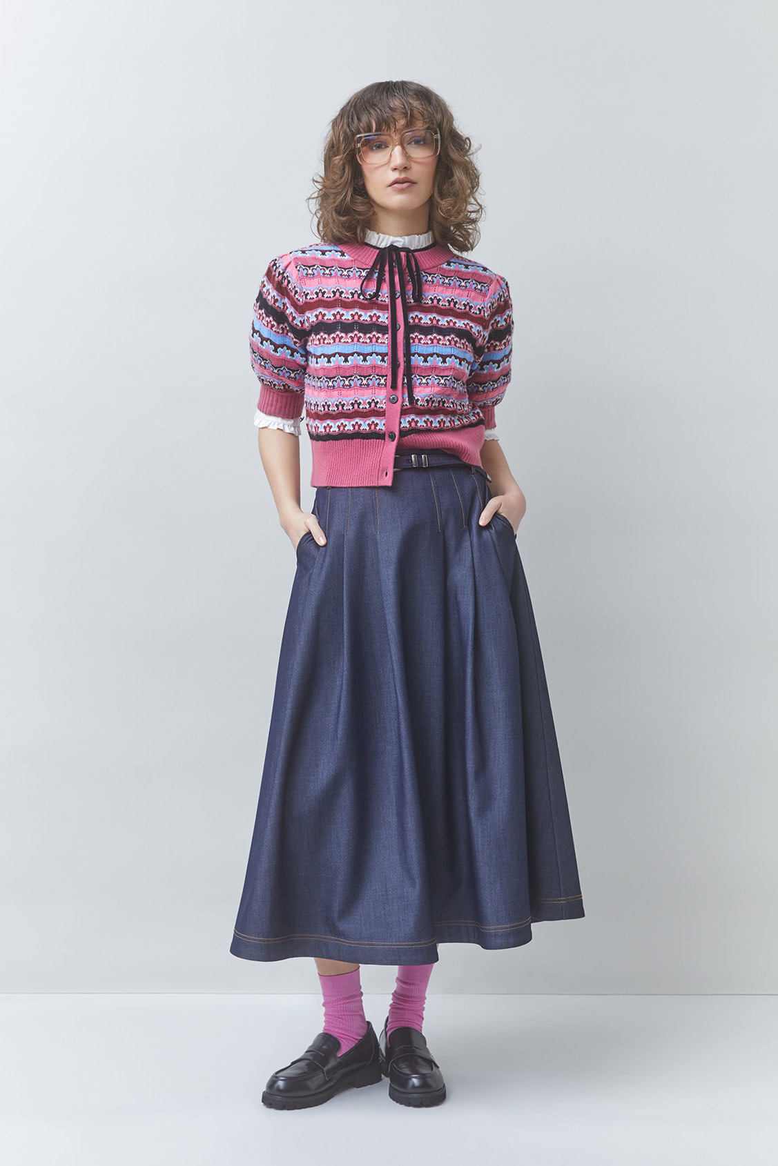 FUNNY Jupe midi en denim Bleu brut Suncoo