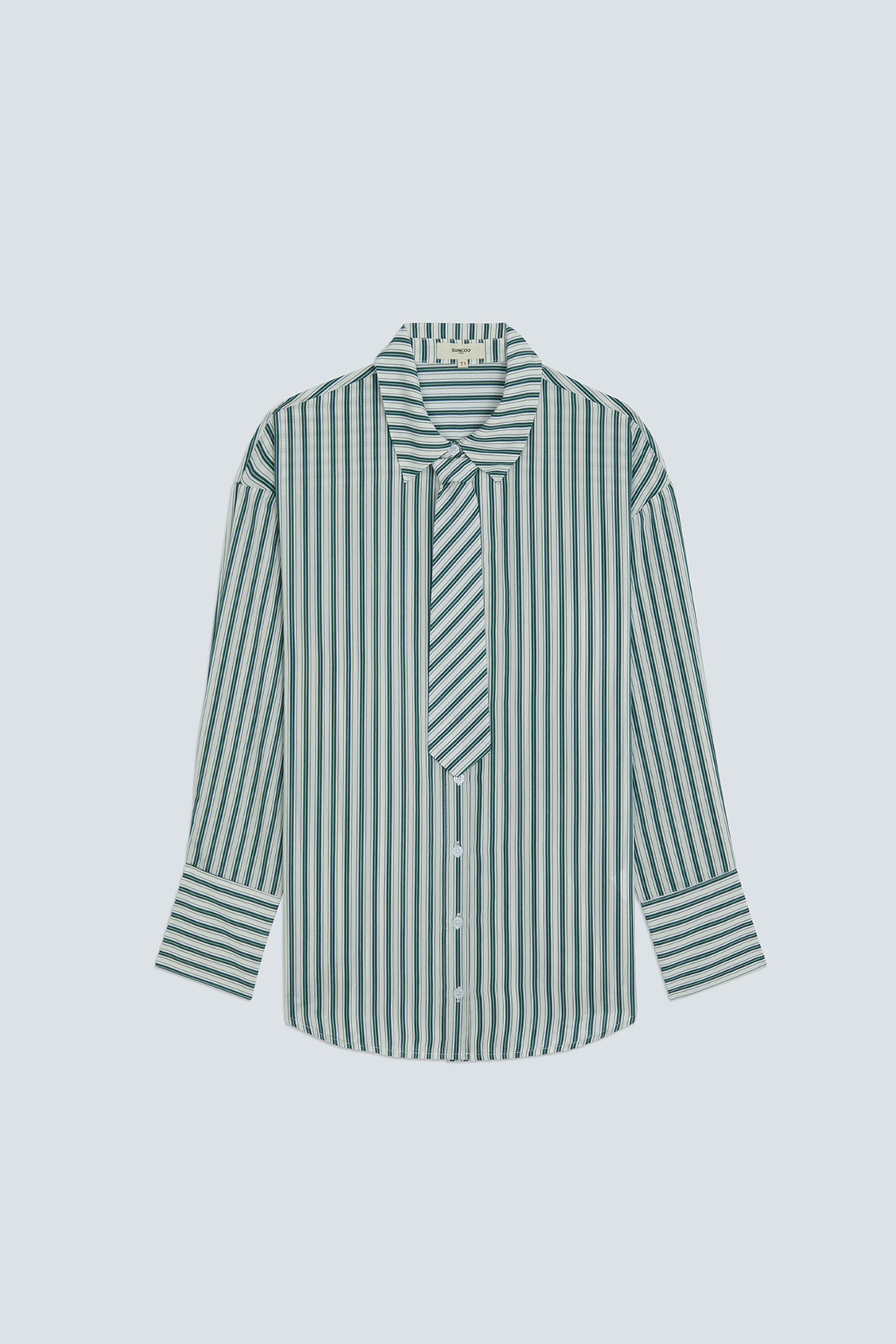LAZAR Chemise &agrave; rayures d&eacute;tail cravate Vert Suncoo