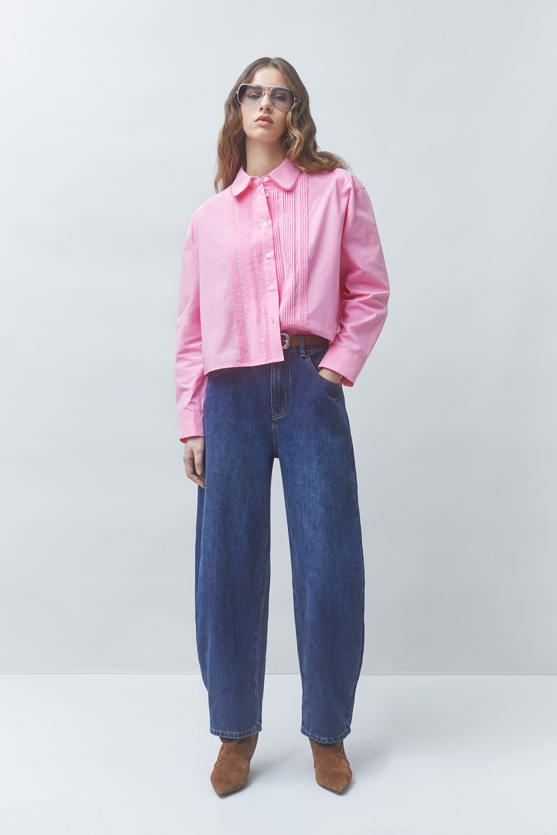 LIBRE Blouse courte plissée rose Rose Suncoo