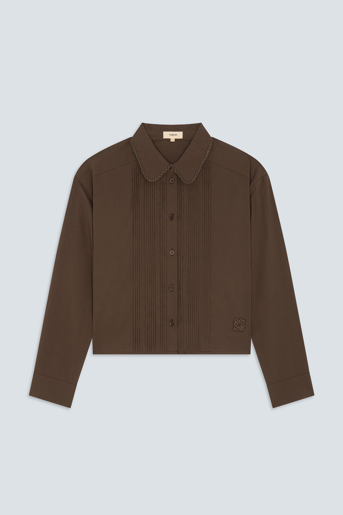LIBRE Blouse courte plissée choco Chocolat Suncoo