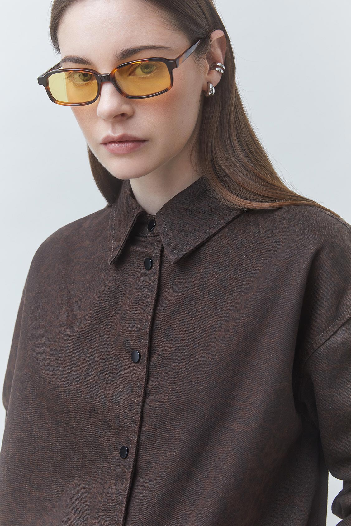 LOUD Chemise en jean léopard Chocolat Suncoo