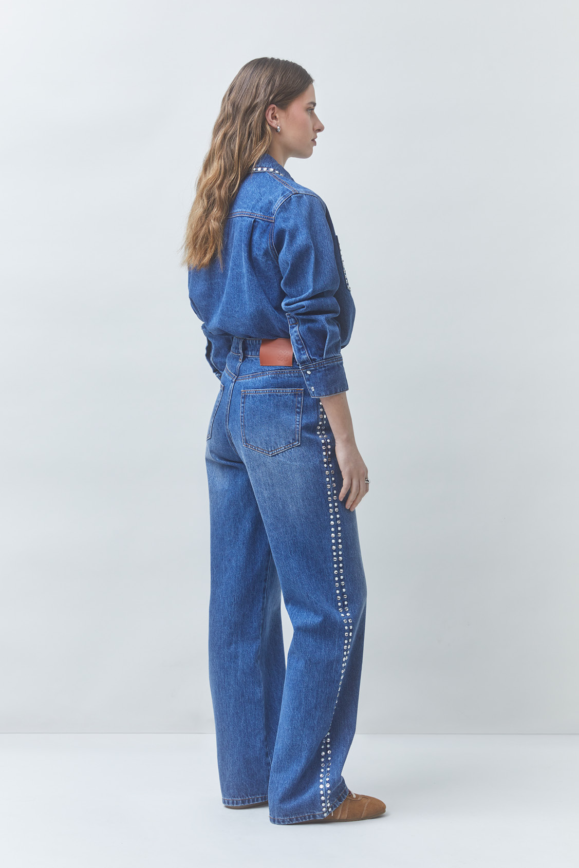 LINK Chemise en jean détails strass Bleu jeans Suncoo