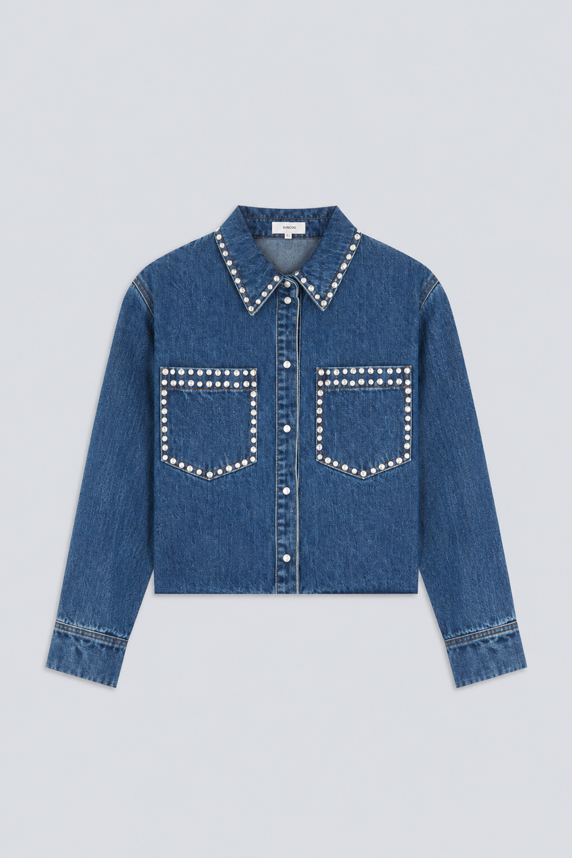 LINK Chemise en jean détails strass Bleu jeans Suncoo