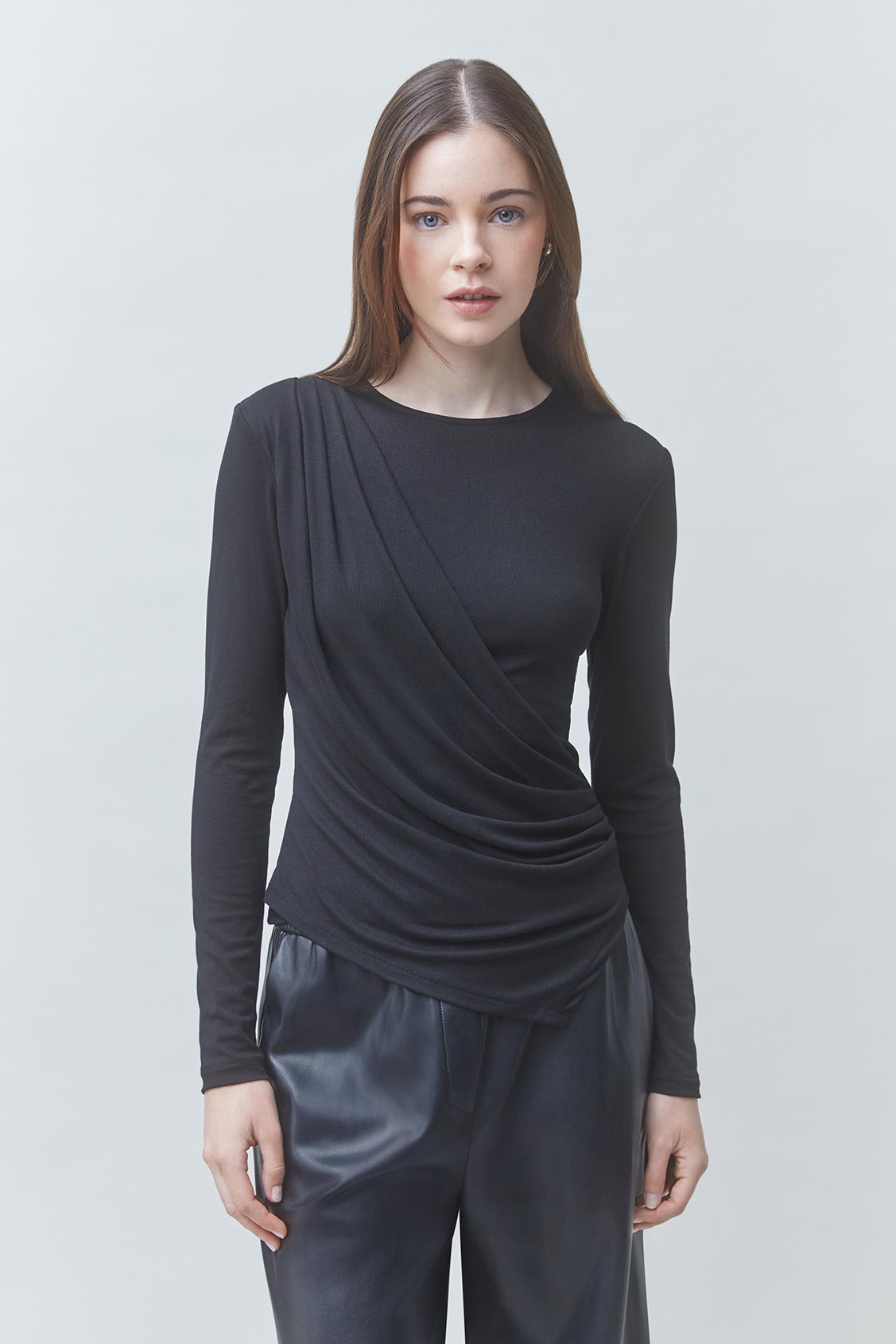 MIRKO Tee-shirt drapé noir Noir Suncoo