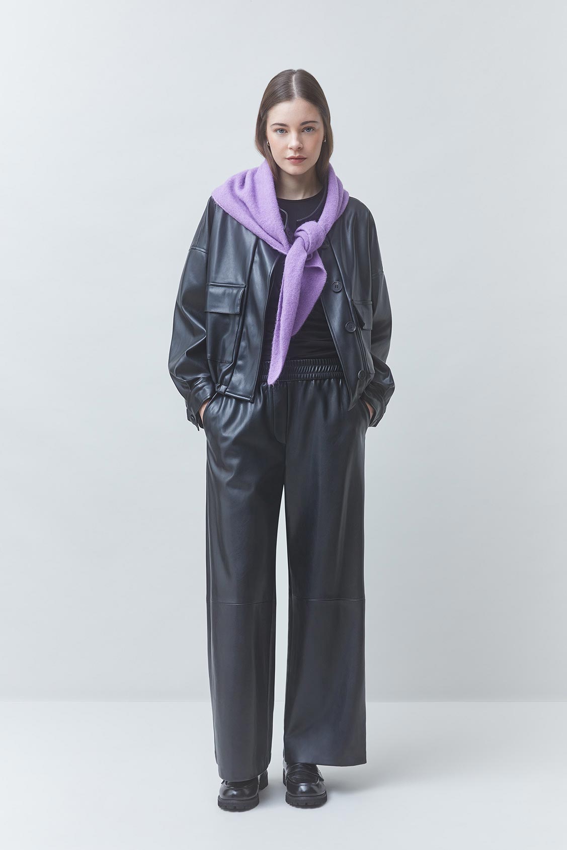 DANAO Veste courte oversize en simili cuir Noir Suncoo