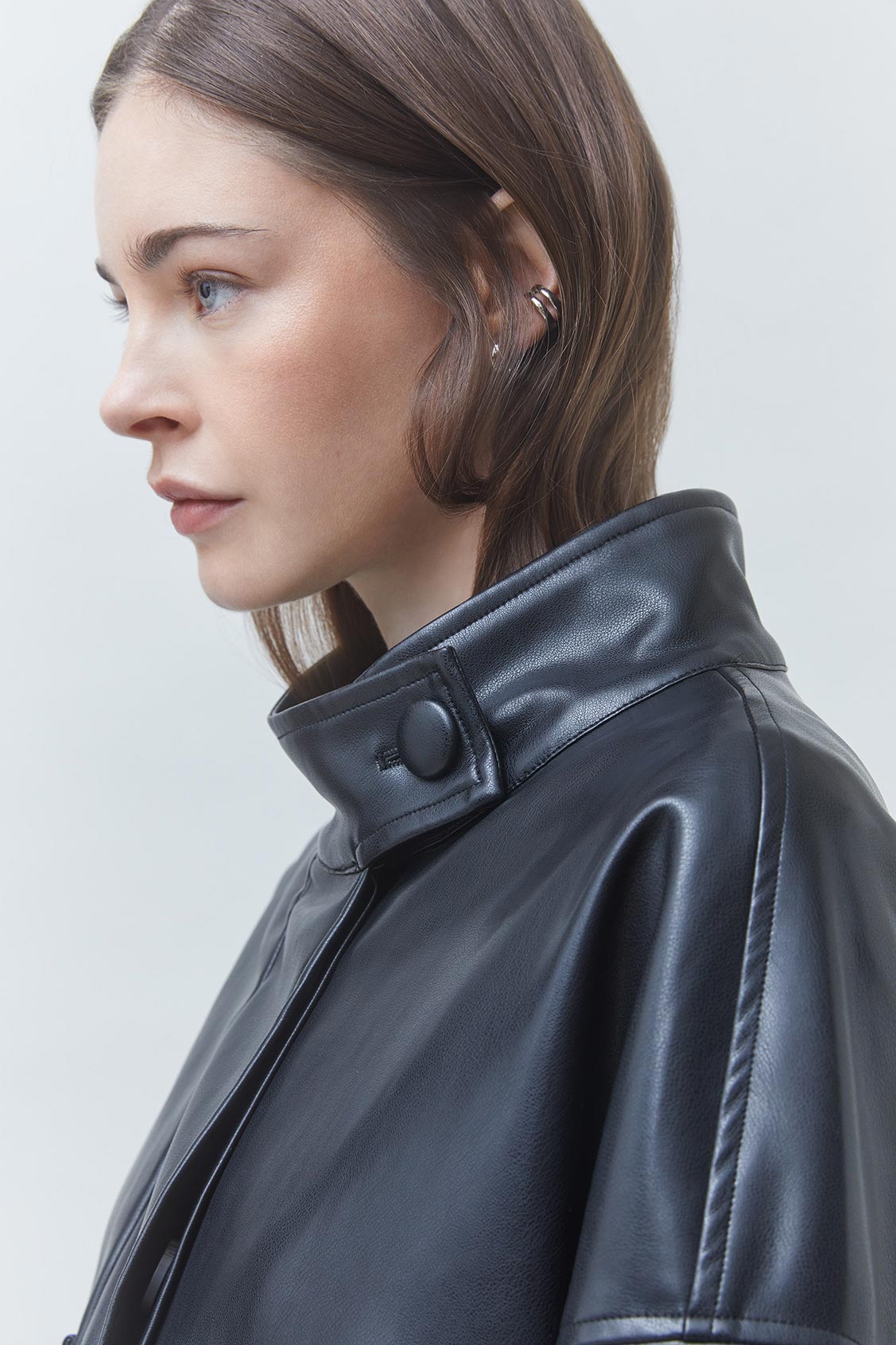 DANAO Veste courte oversize en simili cuir Noir Suncoo