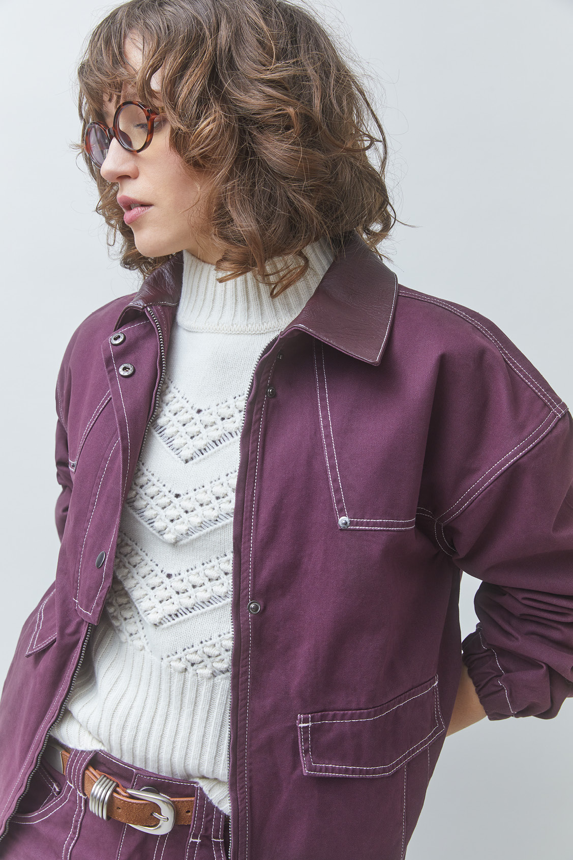 DALI Veste zippée en denim Prune Suncoo