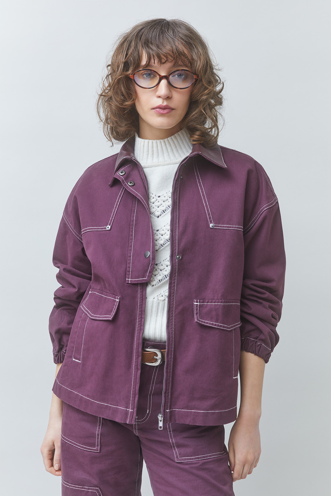 DALI Veste zippée en denim Prune Suncoo