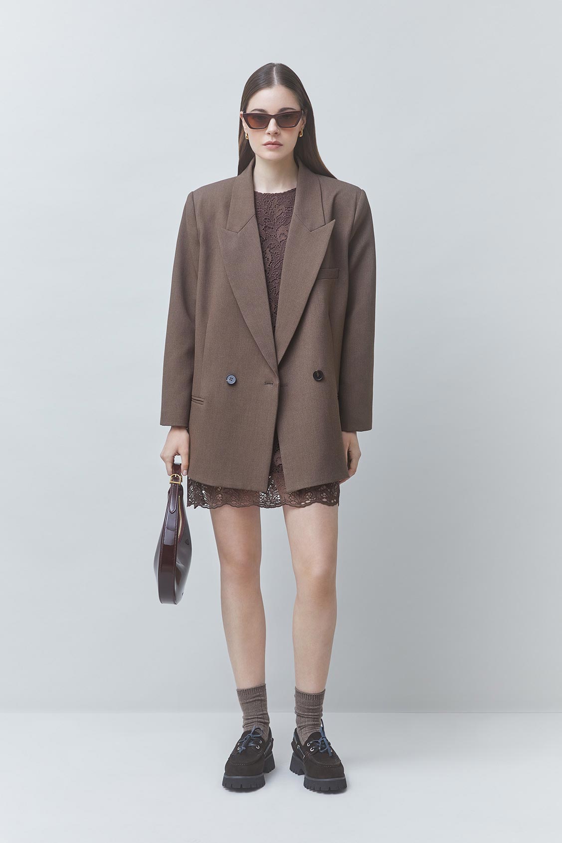 DUKE Veste blazer oversize Taupe Suncoo