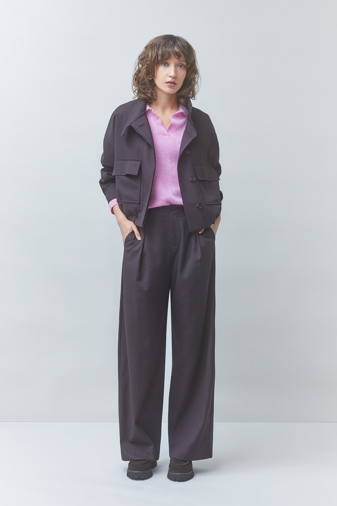 DOLLAR Veste courte pieds de poule choco Chocolat Suncoo