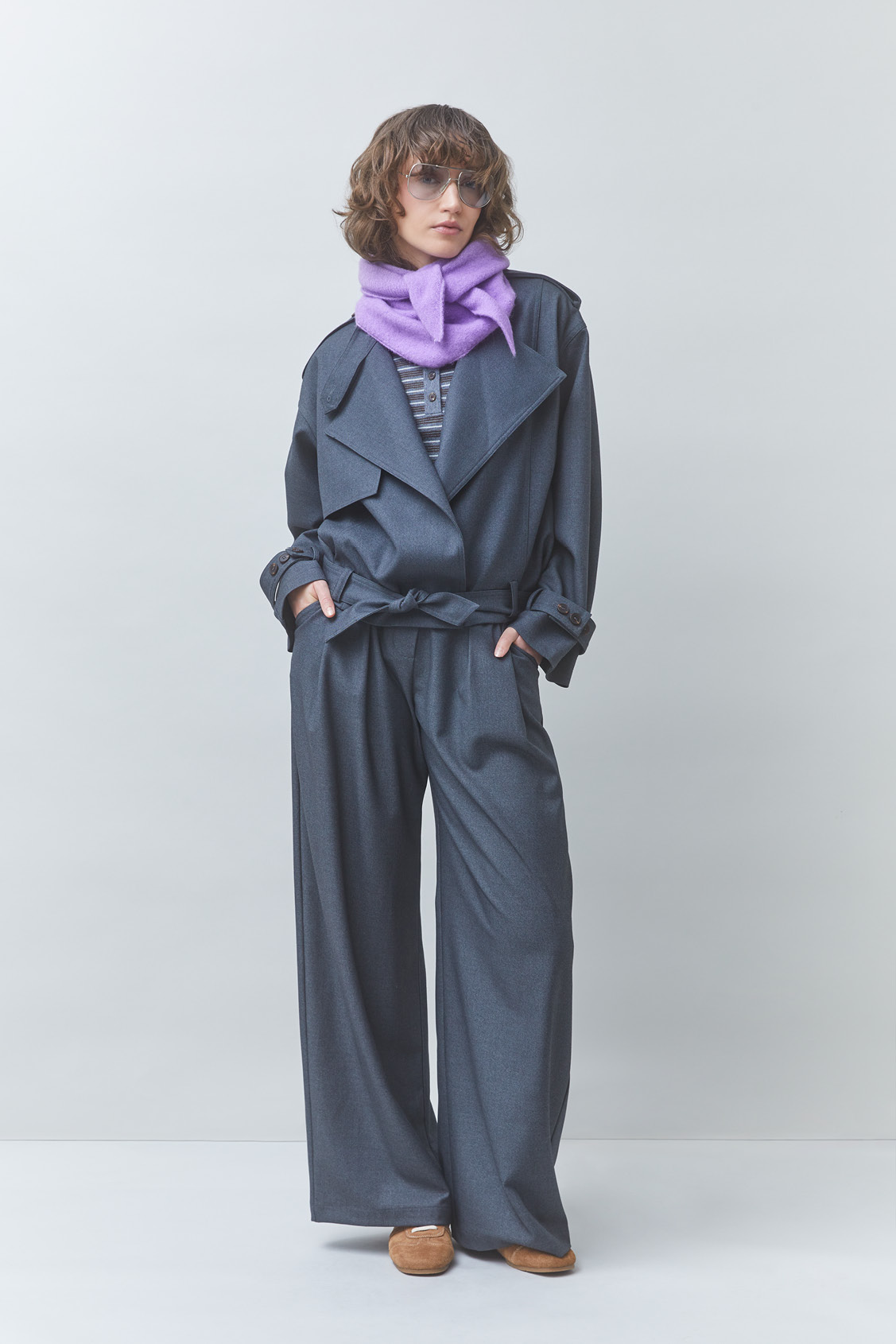 DUST Veste courte oversize ceinturée Carbone Suncoo