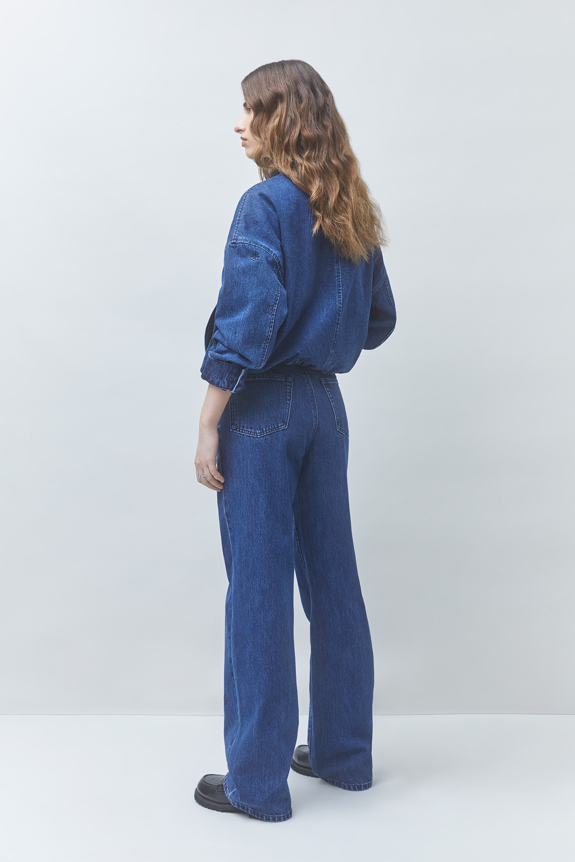 DEVON Veste en jean détails strass noirs Bleu jeans Suncoo