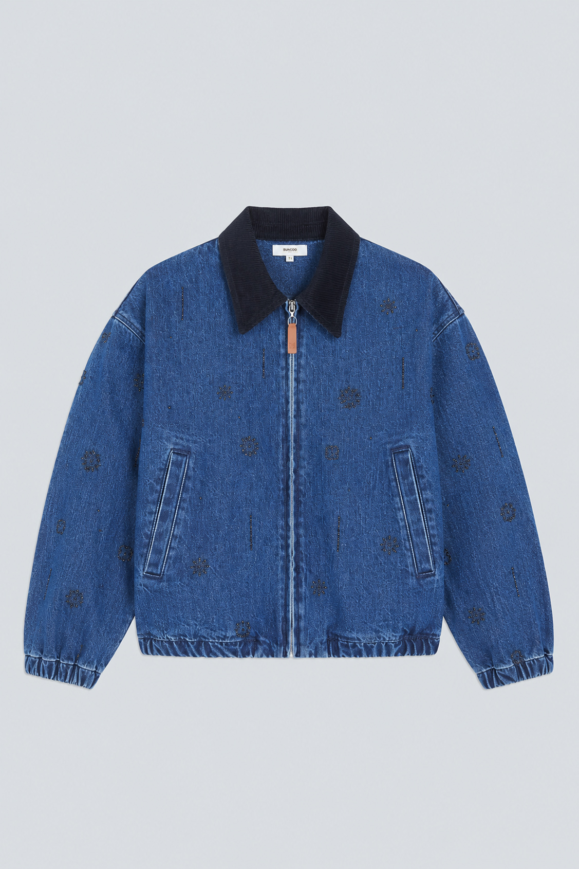 DEVON Veste en jean détails strass noirs Bleu jeans Suncoo