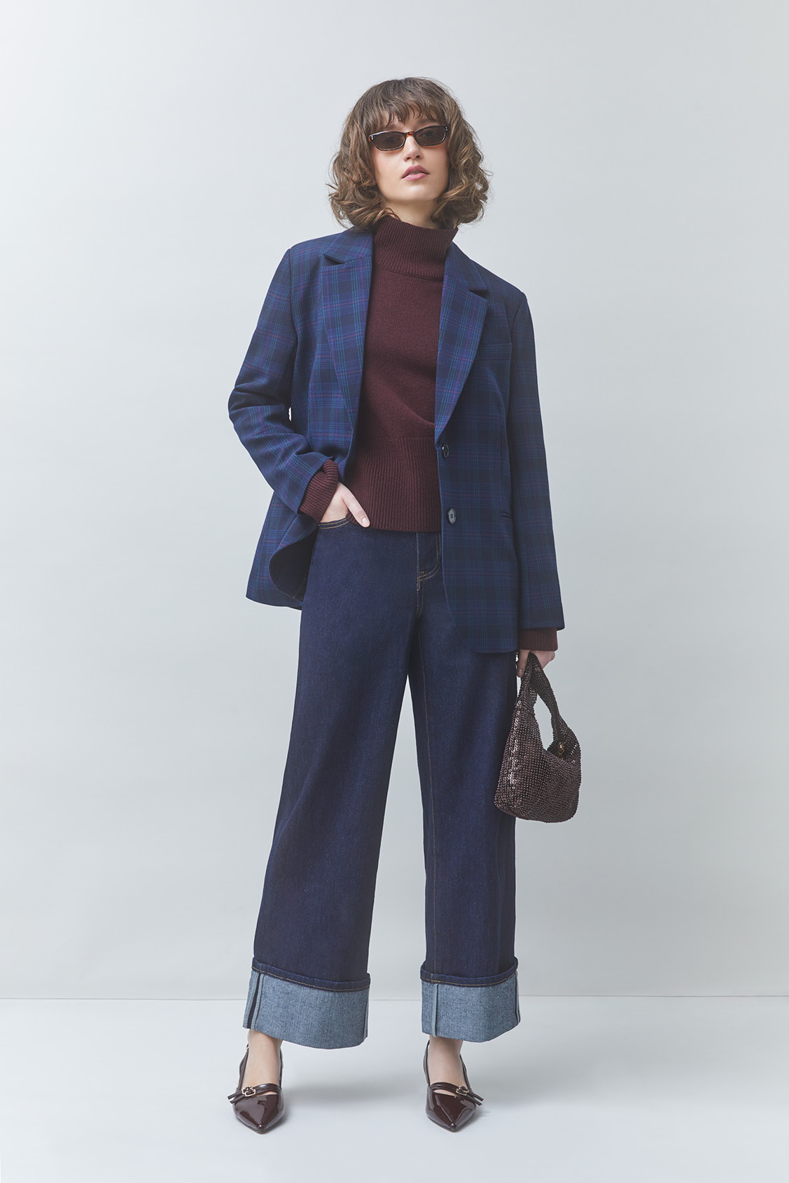 DORIAN Veste blazer à carreaux Bleu nuit Suncoo