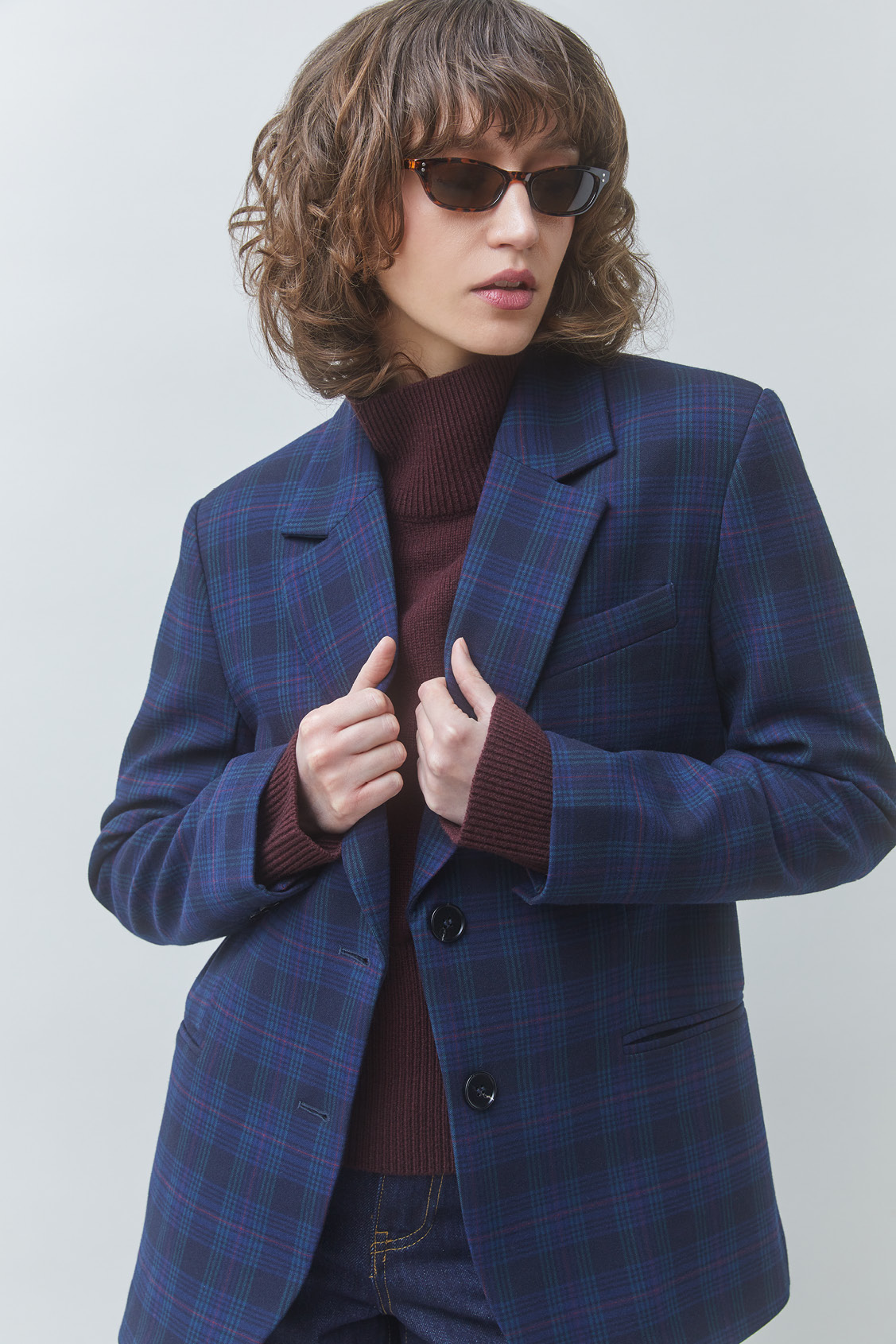 DORIAN Veste blazer à carreaux Bleu nuit Suncoo