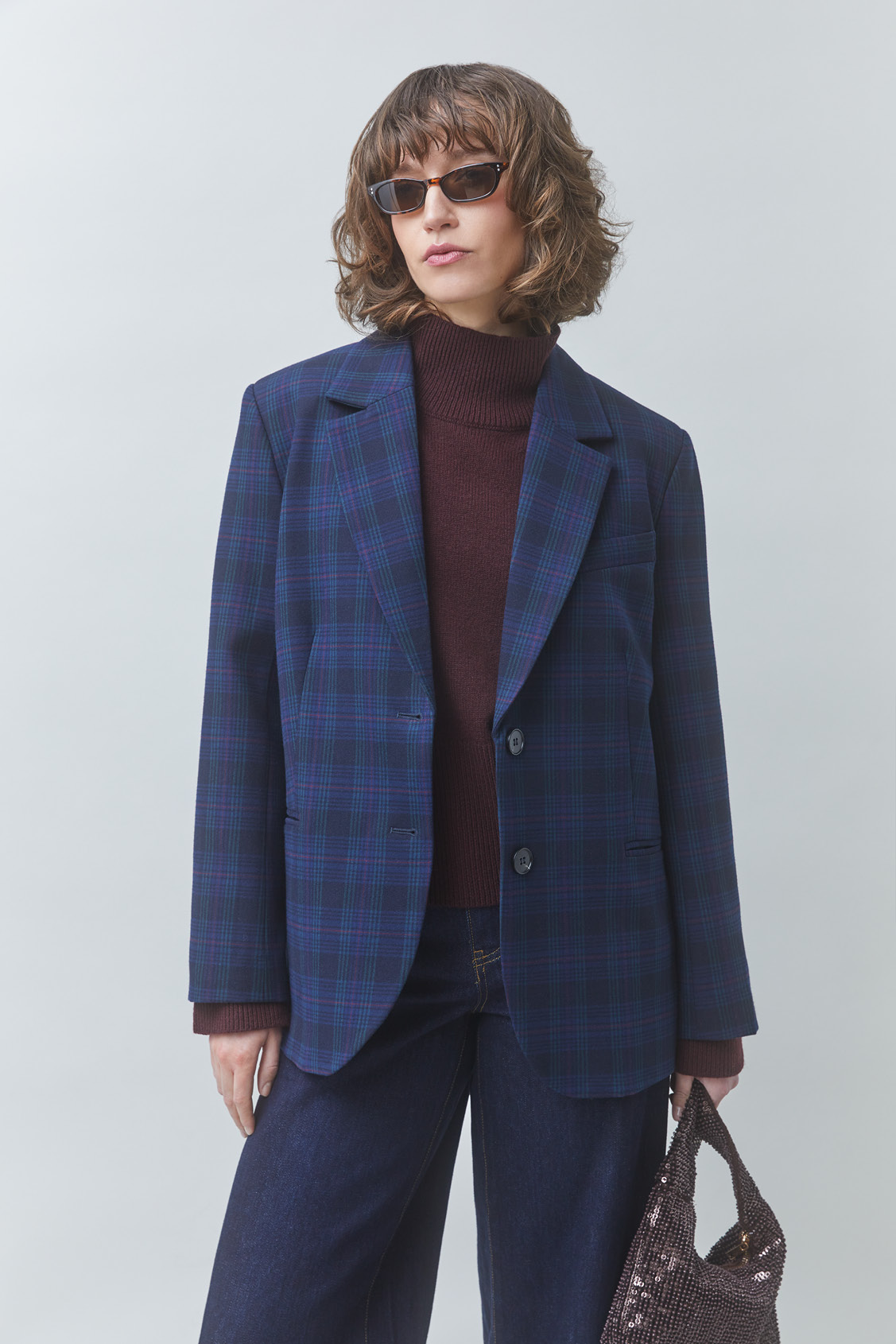 DORIAN Veste blazer à carreaux Bleu nuit Suncoo