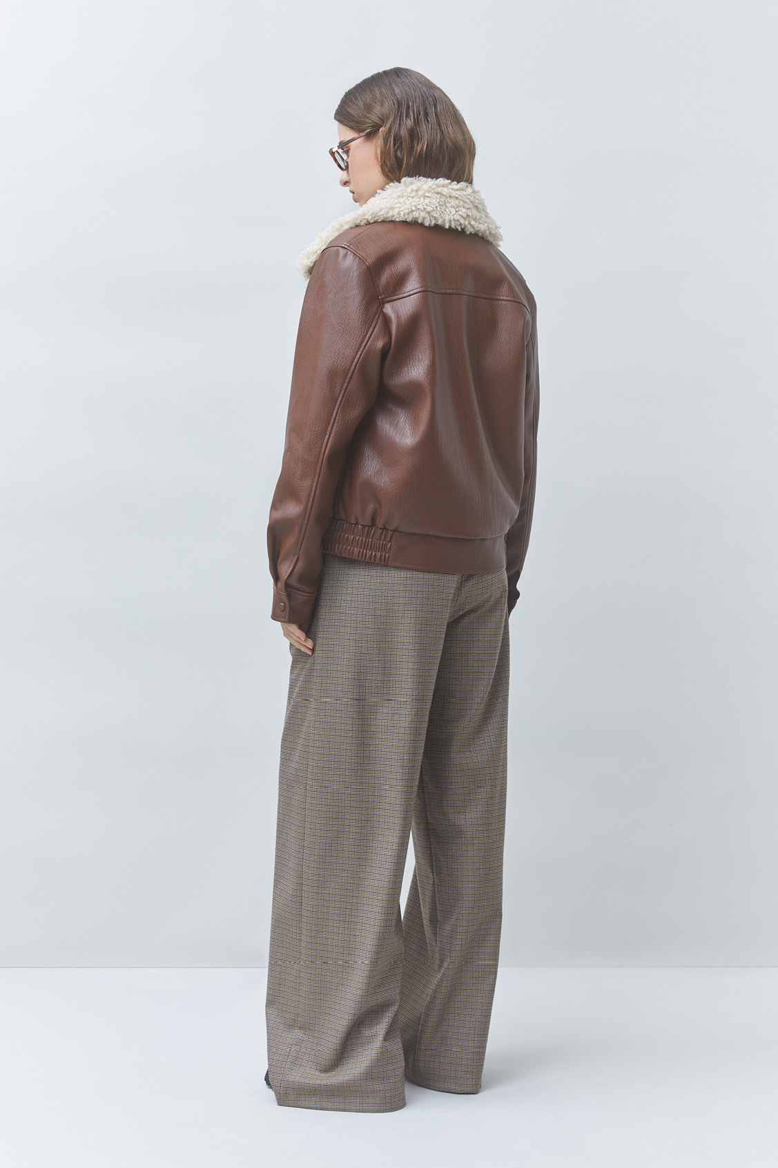 EVER Manteau court en simili cuir Chocolat Suncoo