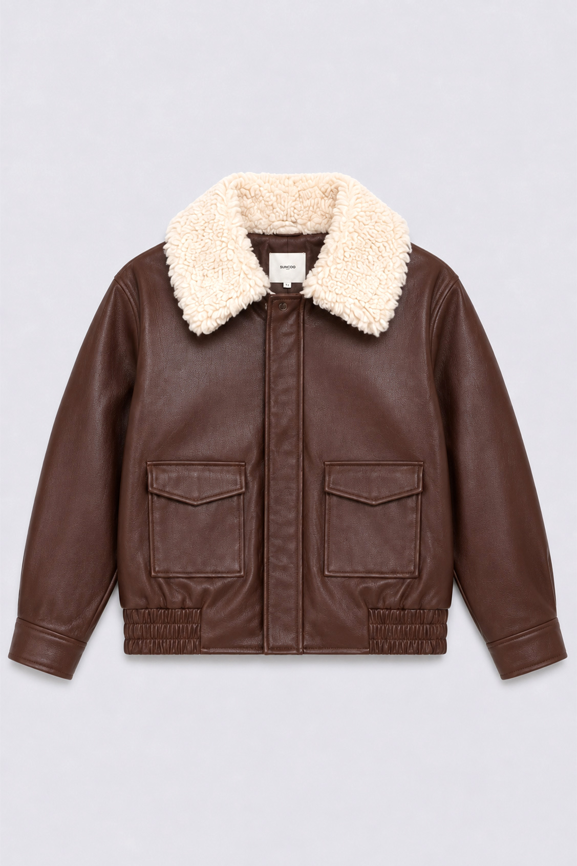 EVER Manteau court en simili cuir Chocolat Suncoo