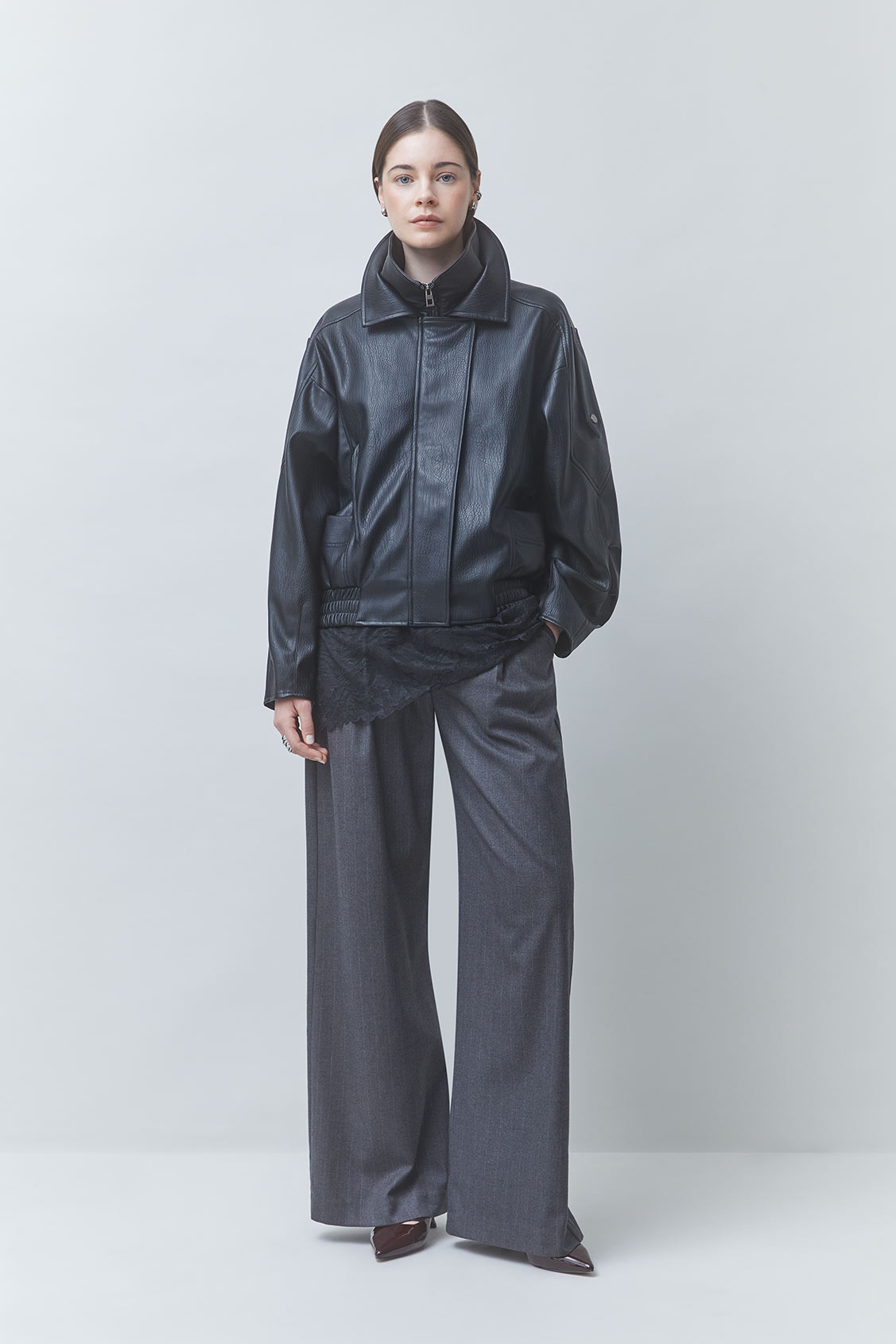EARLY Manteau oversize en simili cuir noir Noir Suncoo
