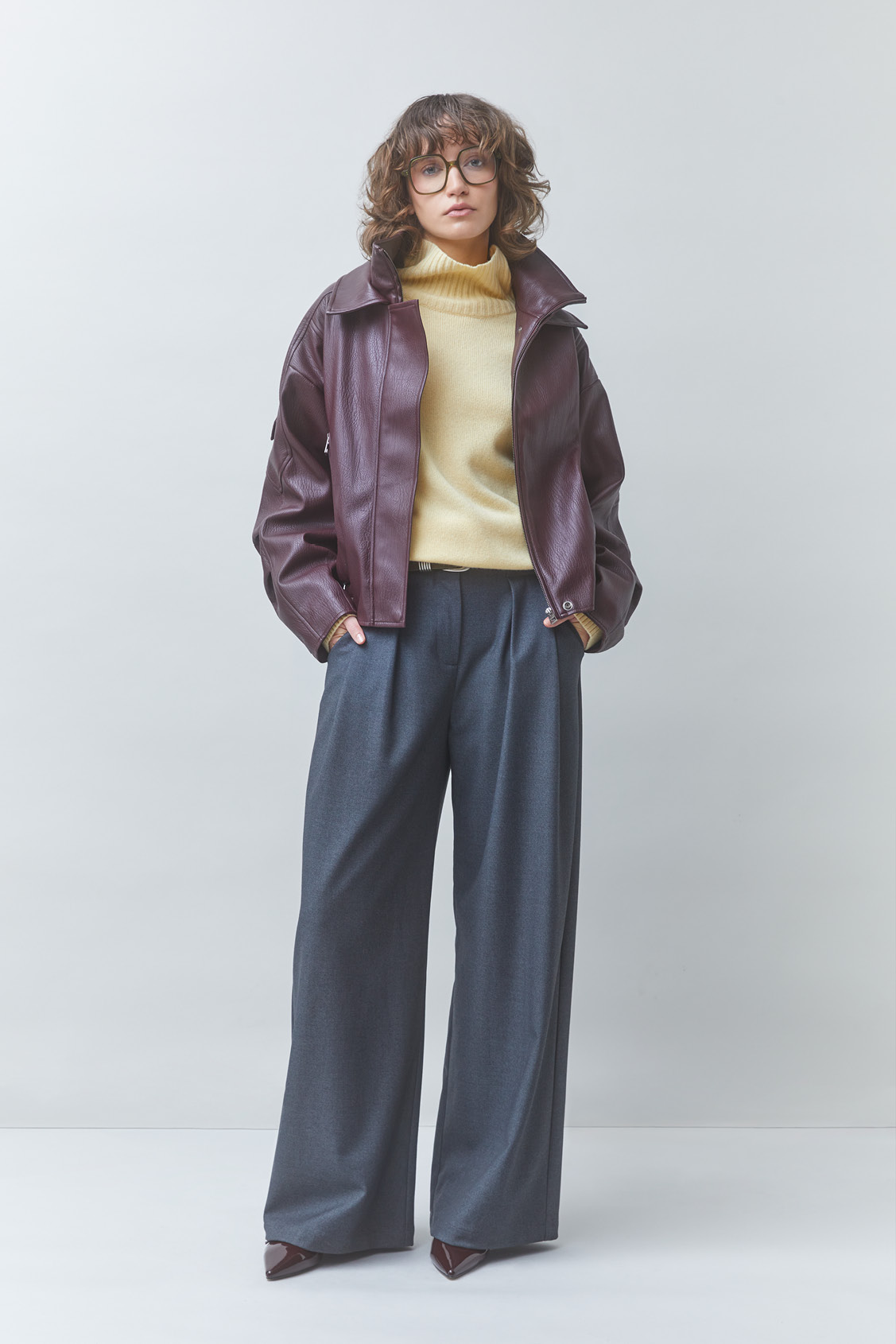 EARLY Manteau oversize en simili cuir prune Prune Suncoo