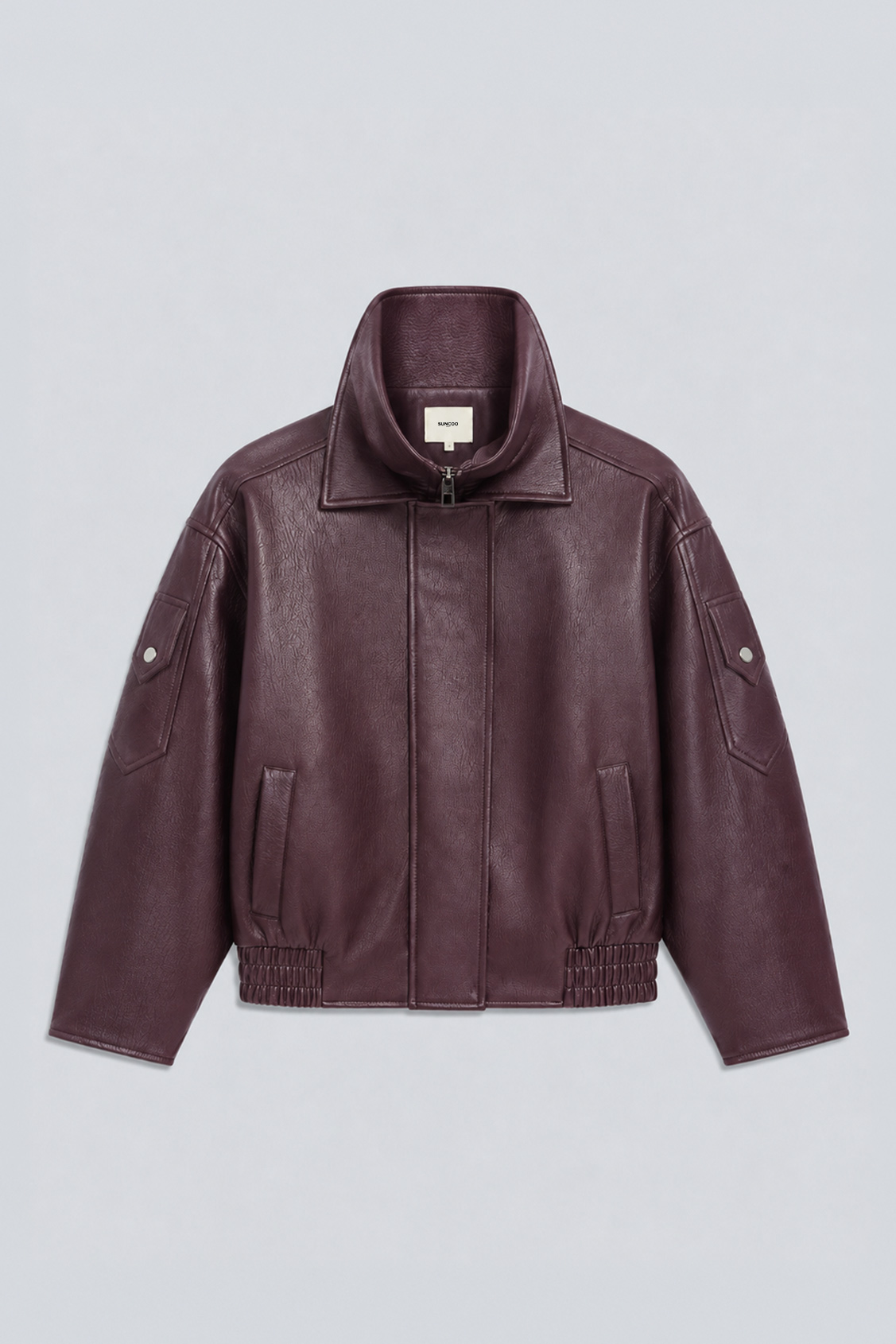EARLY Manteau oversize en simili cuir prune Prune Suncoo