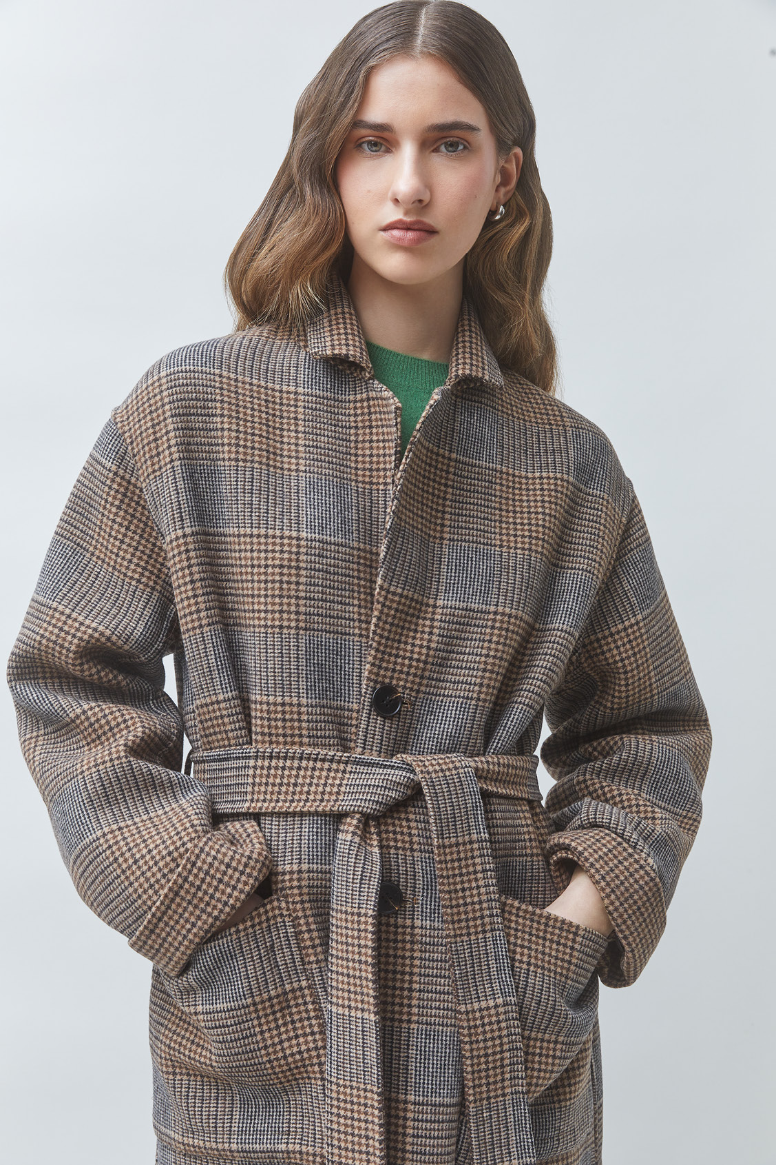 ENJOY Manteau long r&eacute;versible en laine Chocolat Suncoo