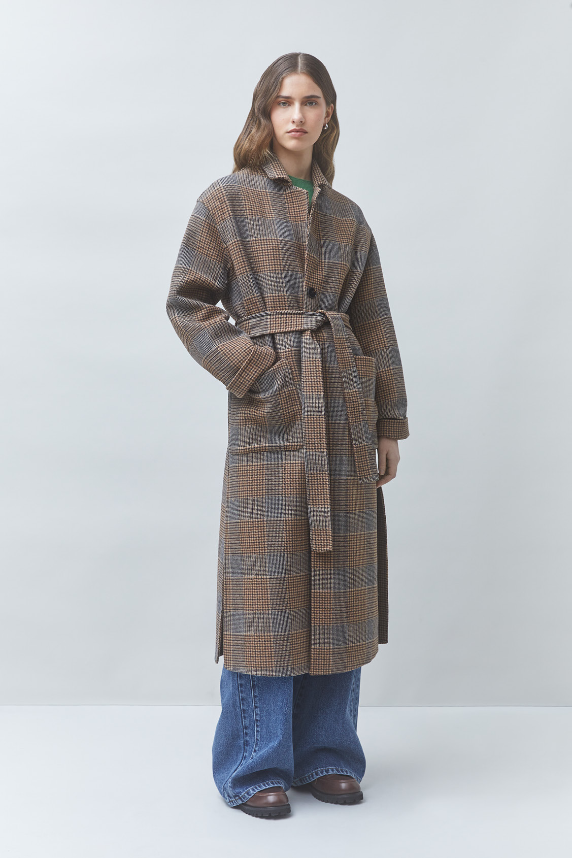 ENJOY Manteau long r&eacute;versible en laine Chocolat Suncoo