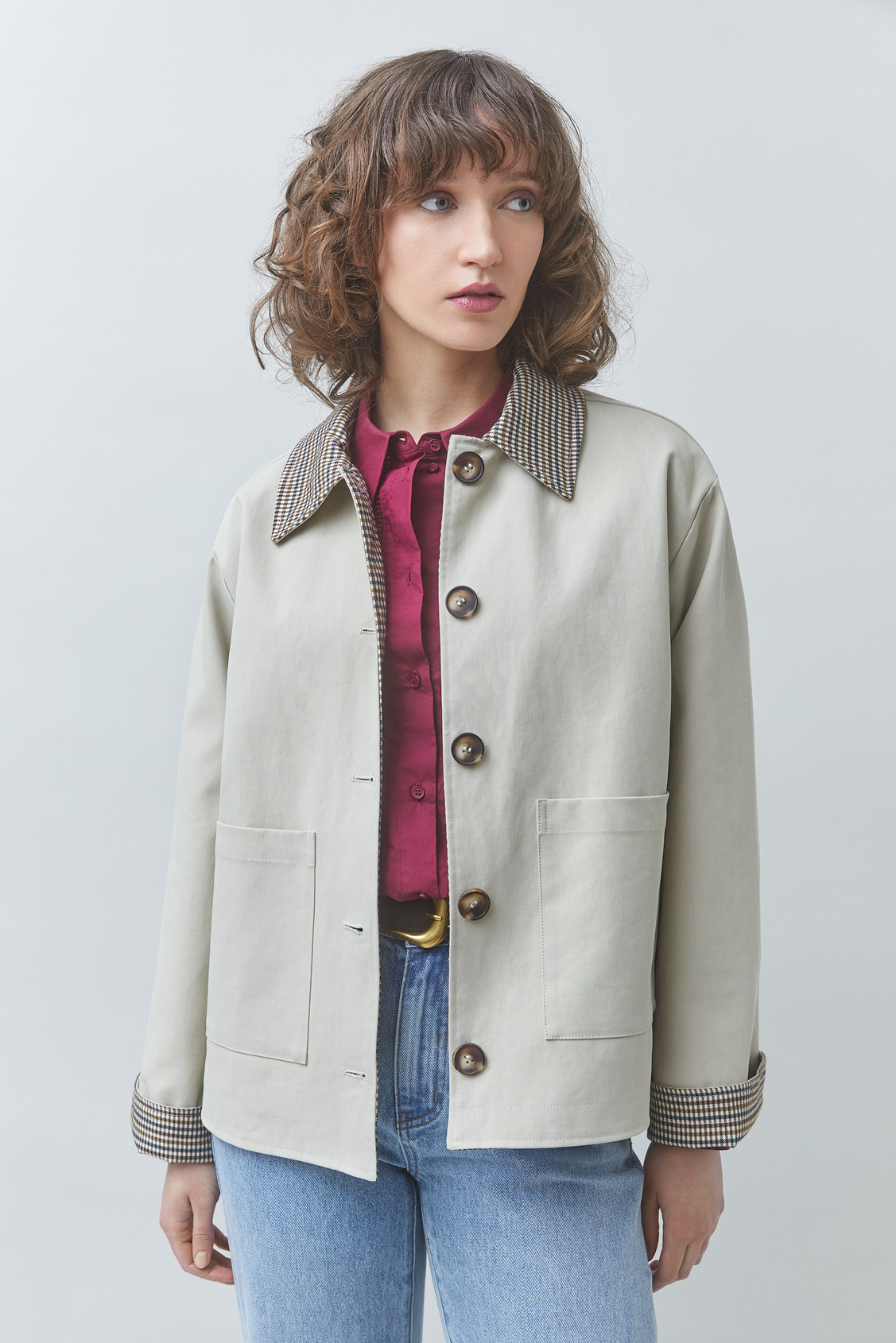 ENVY Manteau court réversible Greige Suncoo